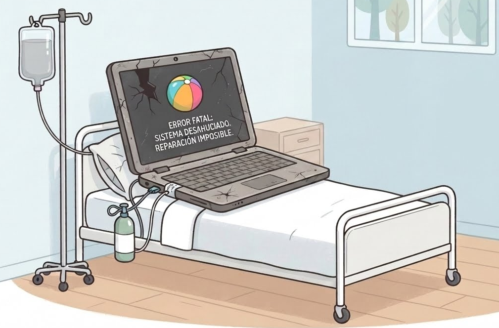 caricatura de notebook en un sanatorio